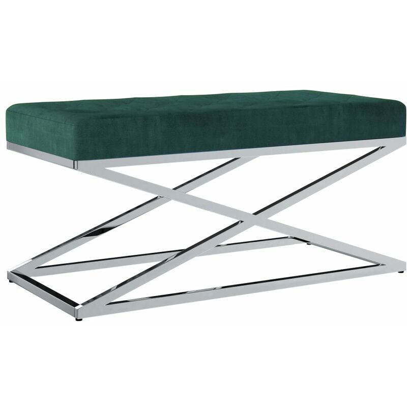 

vidaXL Banco de Acero Inoxidable y Terciopelo 97 cm Verde - Verde