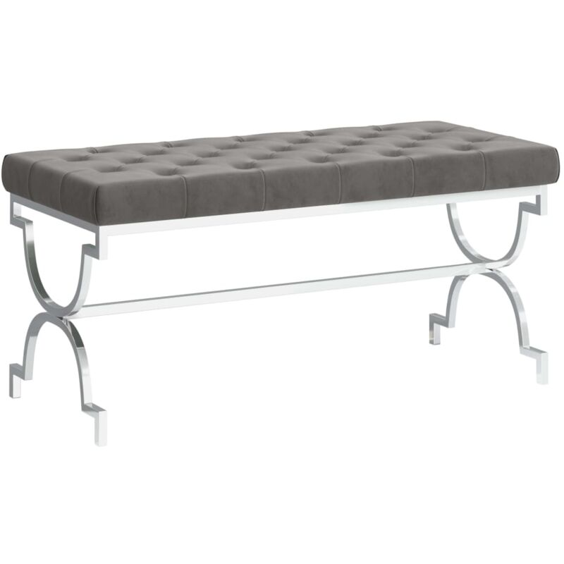 

vidaXL Banco de acero inoxidable y terciopelo 99 cm gris - Gris