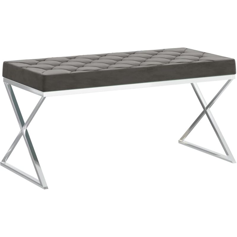 

Banco de acero inoxidable y terciopelo gris 97 cm