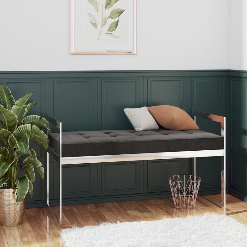 

Banco de acero inoxidable y terciopelo gris 97 cm - Gris