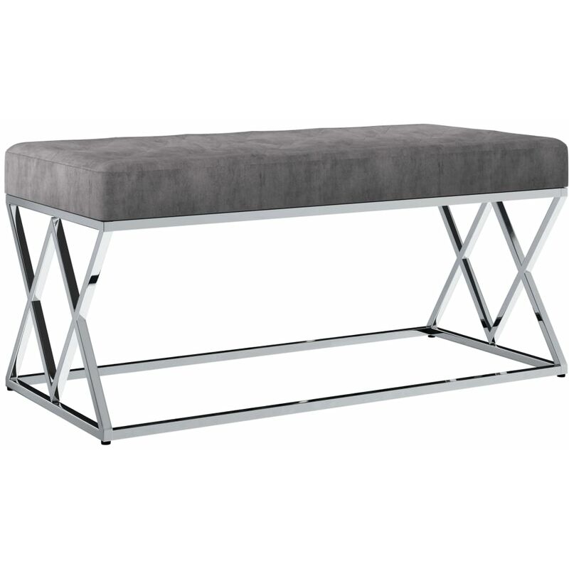 

Banco de acero inoxidable y terciopelo gris 97 cm - Gris