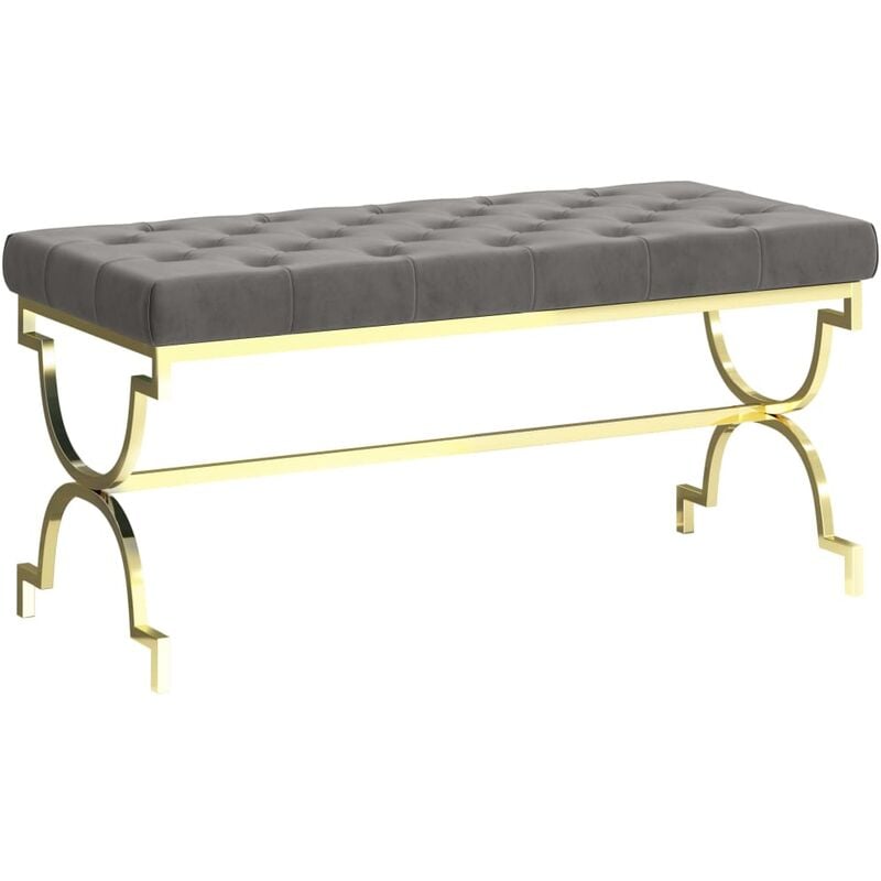

Banco de acero inoxidable y terciopelo gris 99 cm