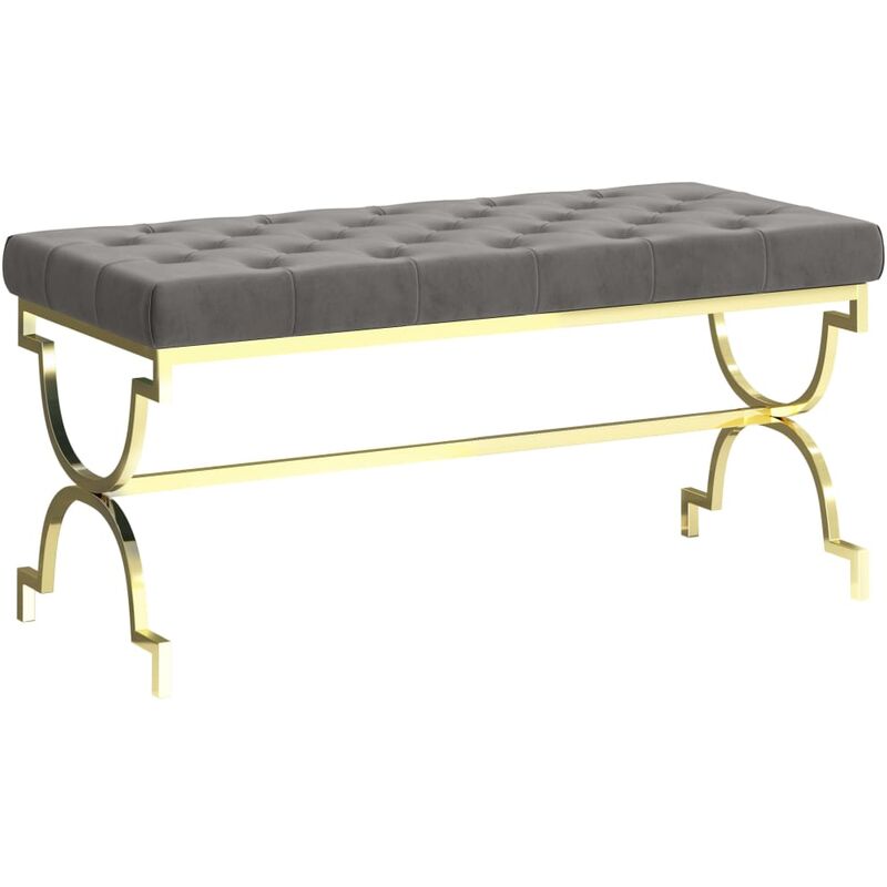 

Banco de acero inoxidable y terciopelo gris 99 cm - Gris