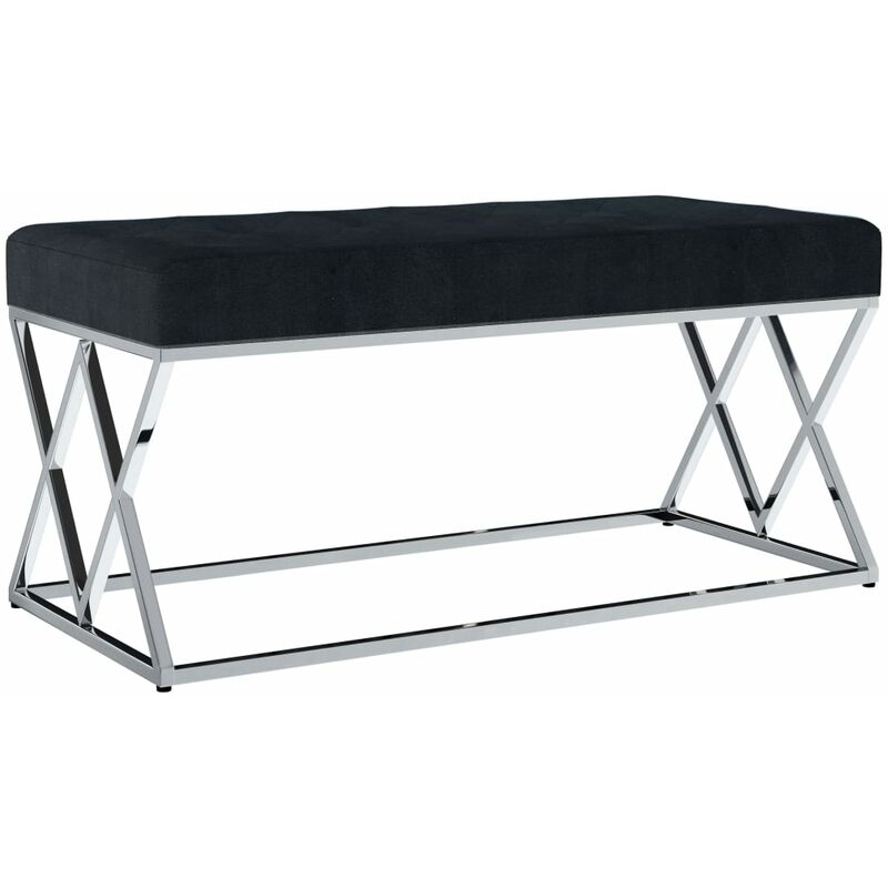 

Banco de acero inoxidable y terciopelo negro 97 cm - Negro