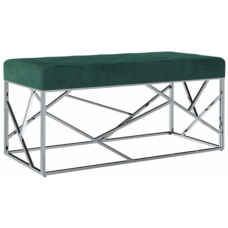 

Banco de acero inoxidable y terciopelo verde 97 cm - Verde
