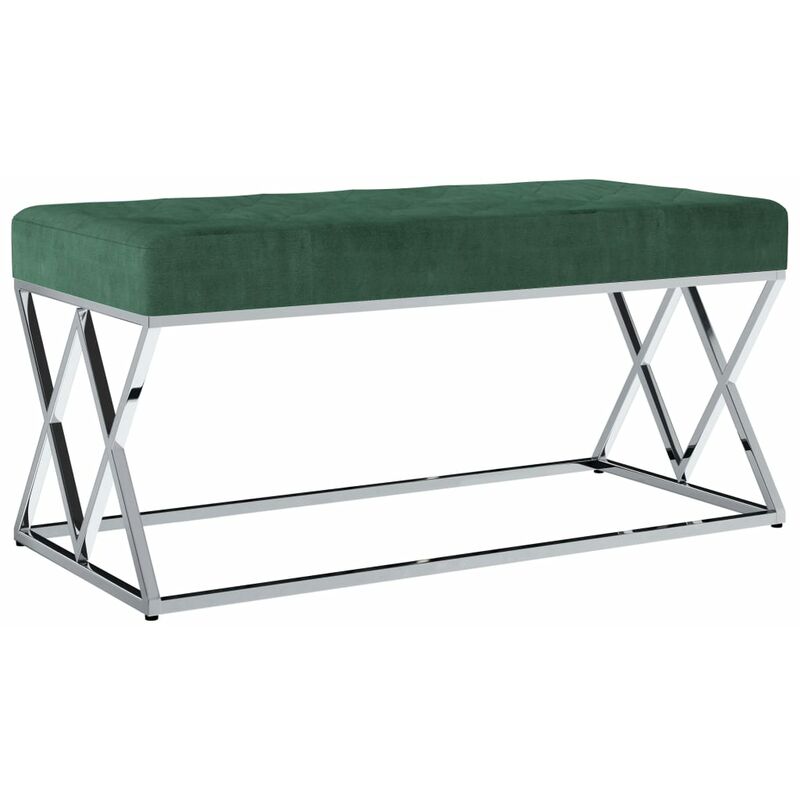 

Banco de acero inoxidable y terciopelo verde 97 cm - Verde