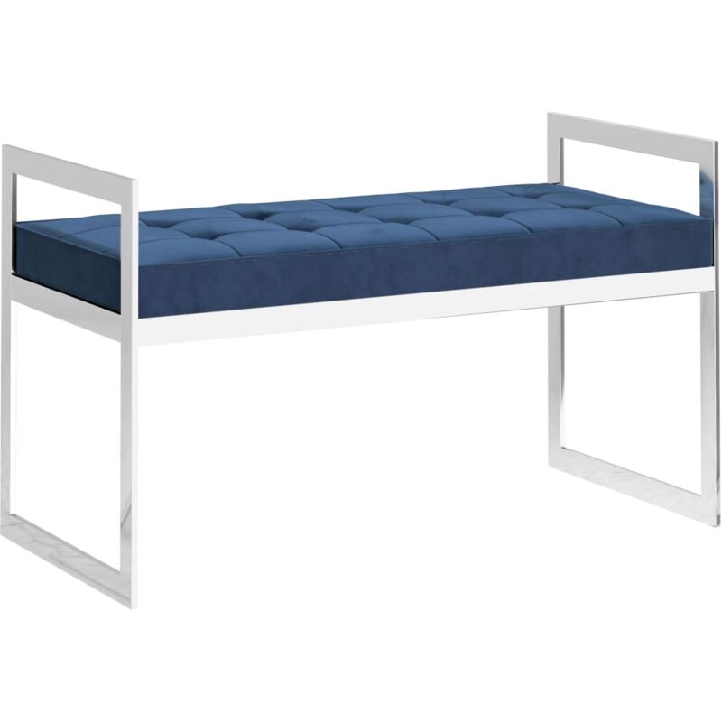 

vidaXL Banco de acero inoxidable y terciopelo 97 cm azul - Azul