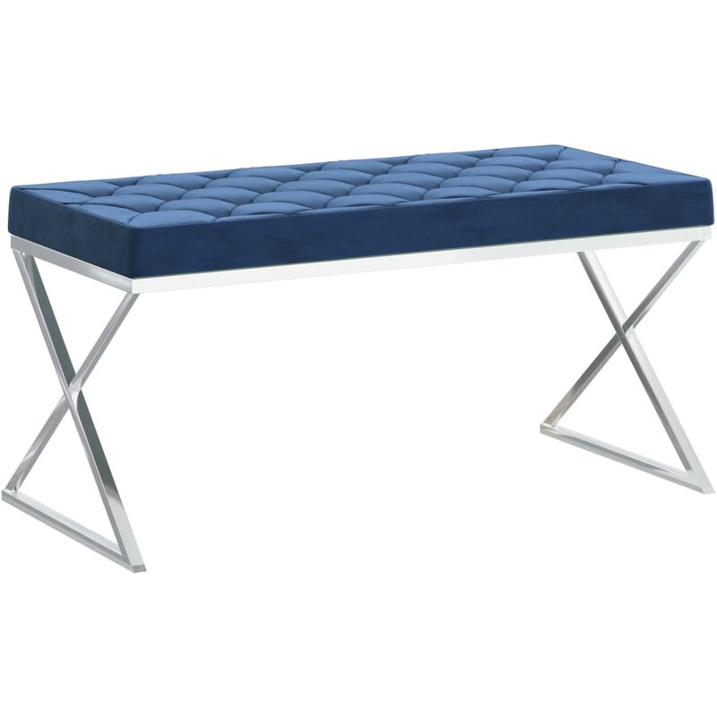

vidaXL Banco de acero inoxidable y terciopelo 97 cm azul - Azul