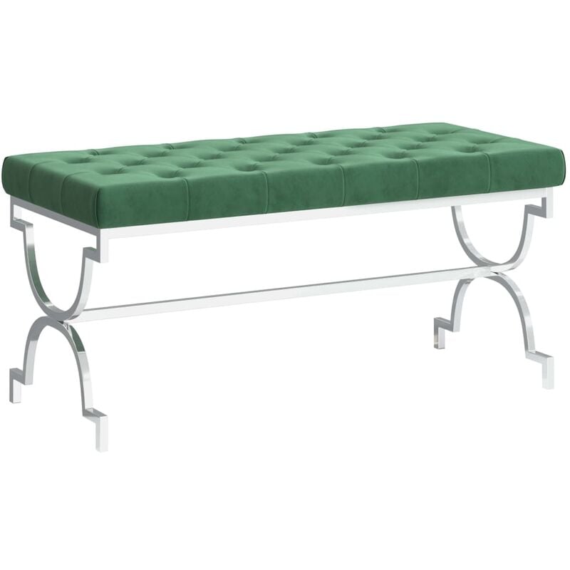 

Banco de acero inoxidable y terciopelo verde oscuro 99 cm