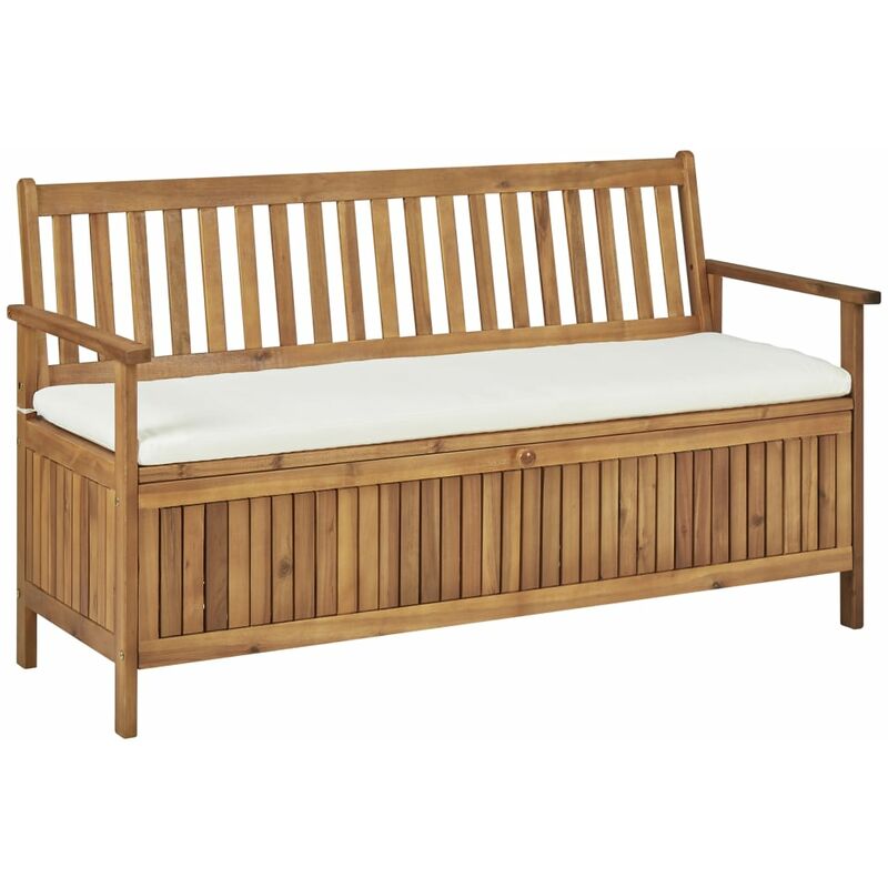 

Happyshopping - Banco de almacenaje con cojin de madera maciza de acacia 148 cm