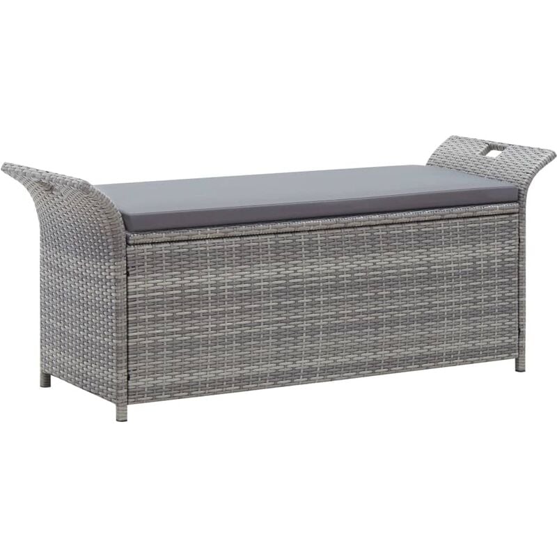 

Banco de almacenaje con cojín ratán sintético gris 138 cm - Gris