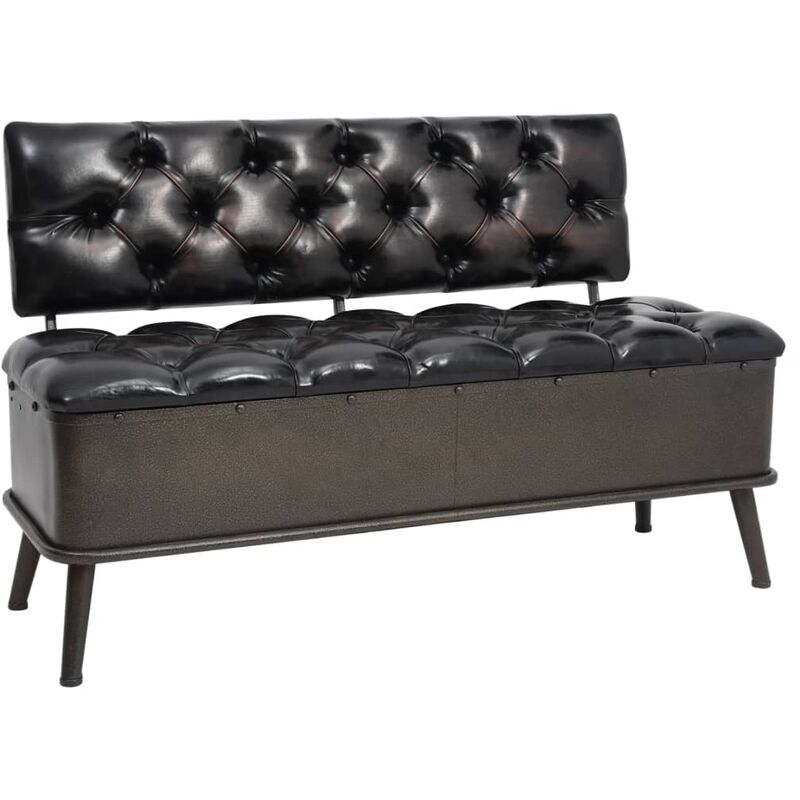 

Banco de almacenaje con respaldo cuero artificial 120x52x75 cm - Negro