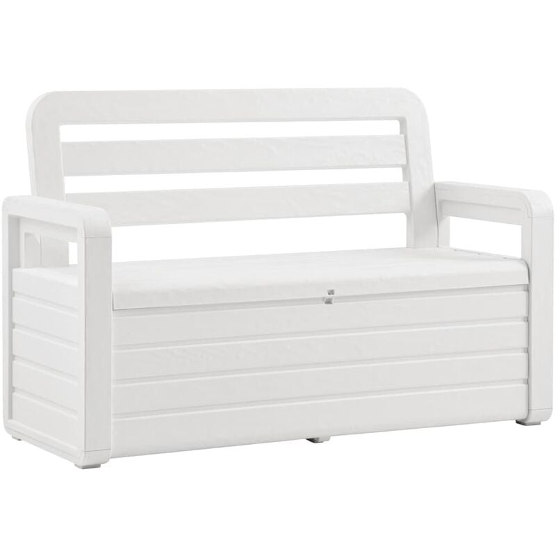 

Banco de almacenaje de jardín plástico blanco 132,5 cm