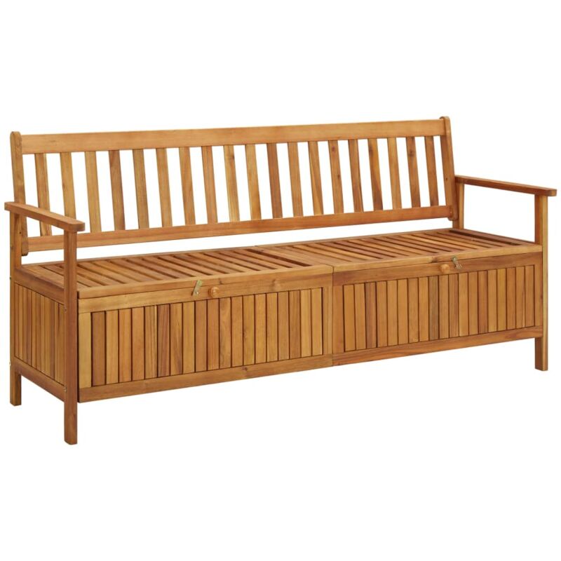 

vidaXL Banco de almacenaje de jardín madera maciza acacia 170 cm - Marrón