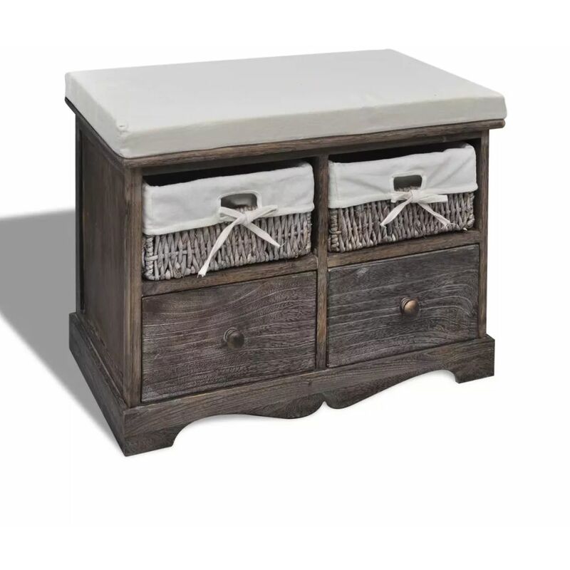 

Banco de almacenaje de madera de Paulownia marrón 62x33x42 cm