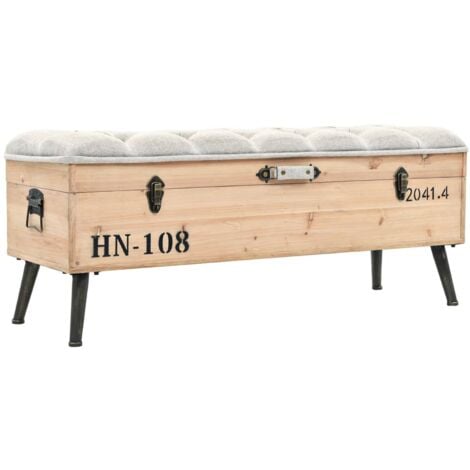 Banco de almacenaje madera maciza de abeto 110 cm vidaXL