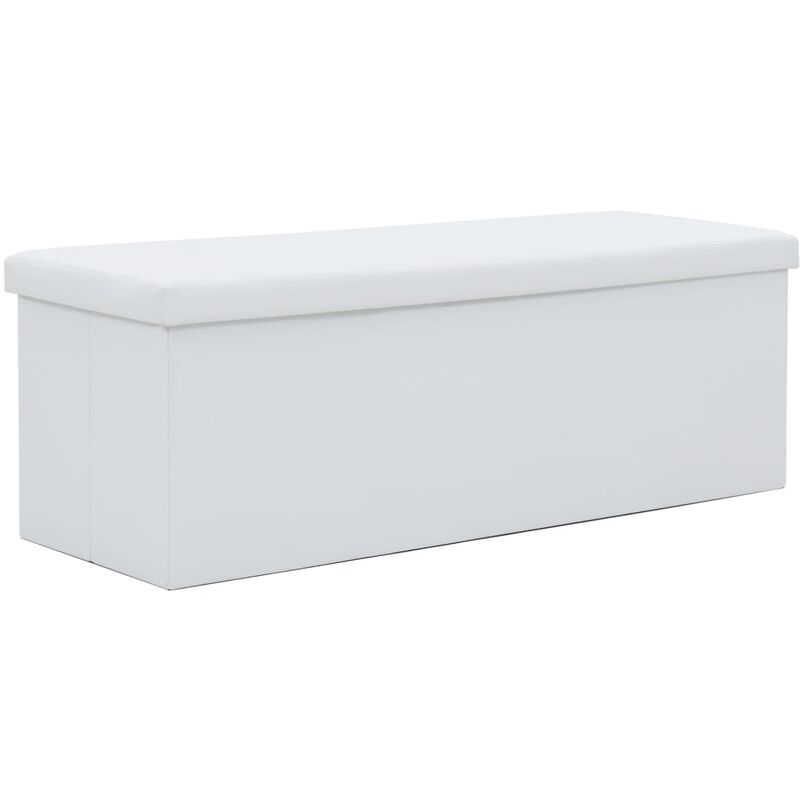 

Banco de almacenaje plegable piel sintética 110x38x38 cm blanco