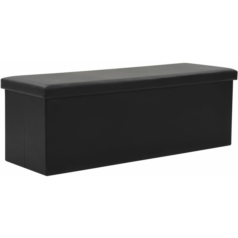 

vidaXL Banco de Almacenaje Plegable Piel Sintética 110x38x38 cm Negro - Negro