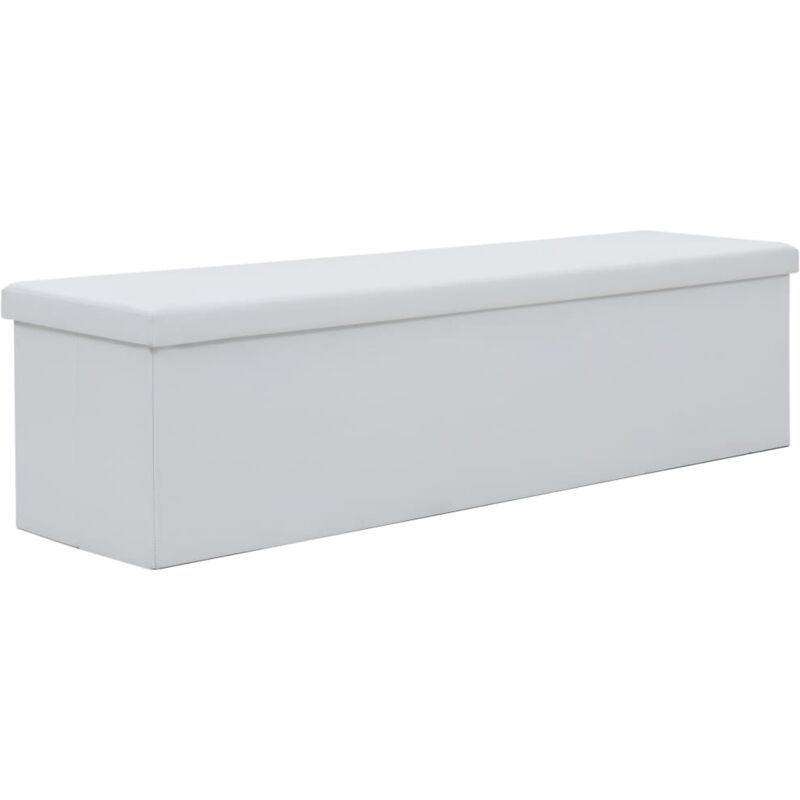

vidaXL Banco de Almacenaje Plegable Piel Sintética 150x38x38 cm Blanco - Blanco