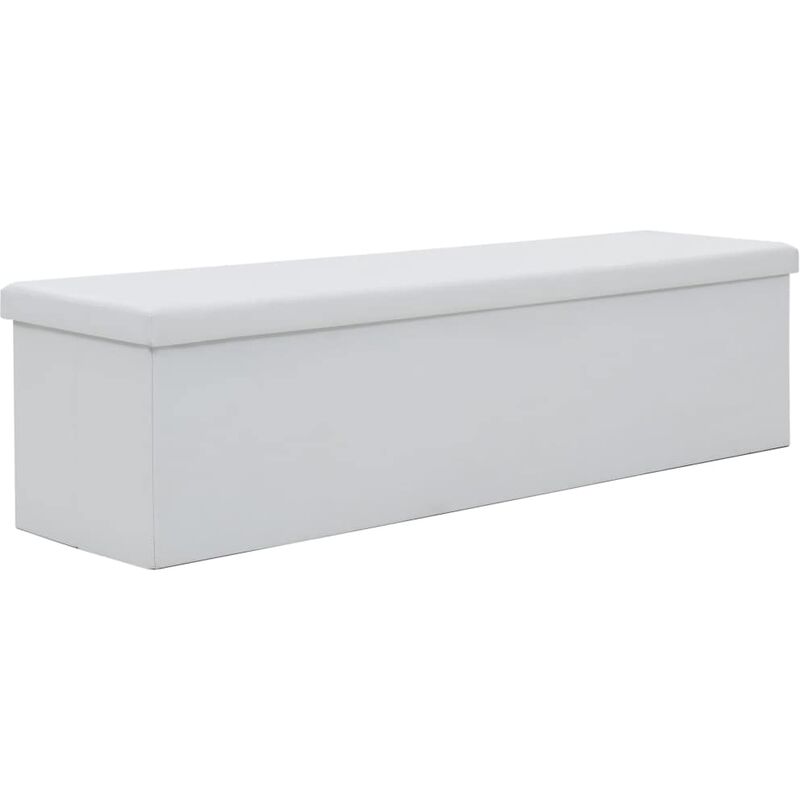 

Banco de almacenaje plegable piel sintetica 150x38x38 cm blanco