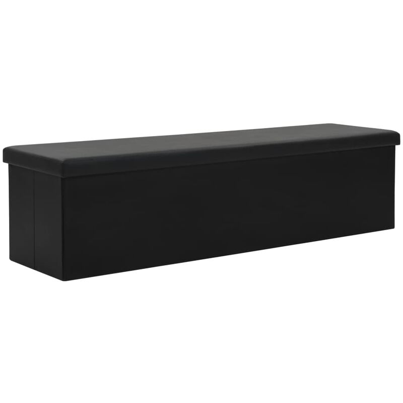 

Banco de almacenaje plegable piel sintética 150x38x38 cm negro