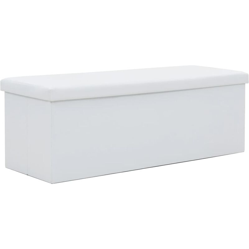

Banco de almacenaje plegable piel sintética 110x38x38 cm blanco - Blanco