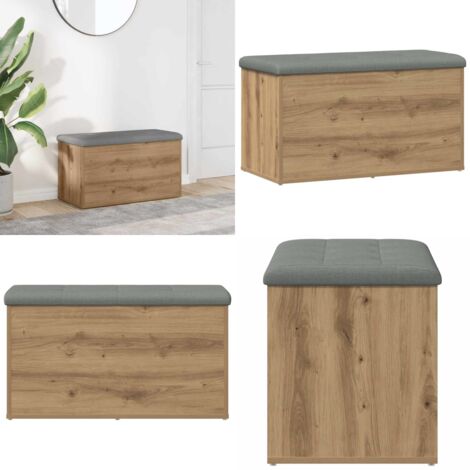 Banco de almacenaje roble artesanal 82x42x45 cm madera de ingeniería - Banco de recepción - Banco de madera