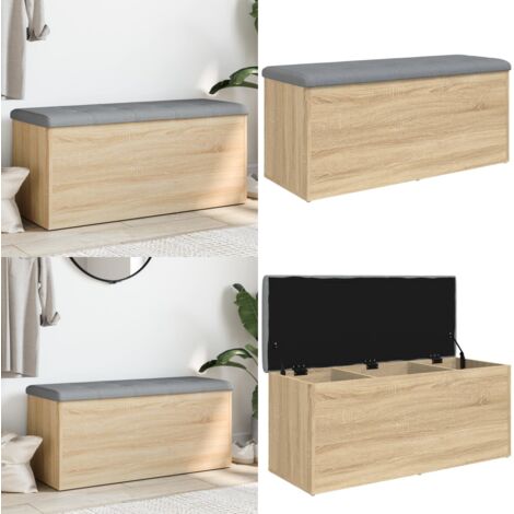 Banco de almacenaje roble Sonoma 102x42x45 cm madera de ingeniería - Banco de recibidor - Banco de madera