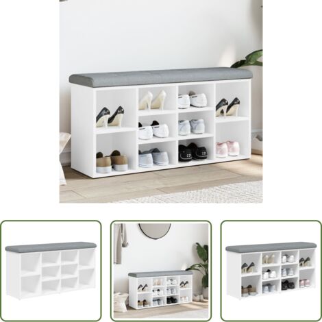 Banco de almacenamiento -  Banco zapatero blanco 102x32x50 cm madera de ingeniería