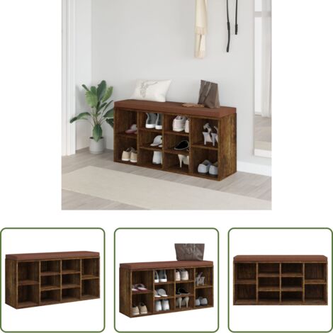 Banco de almacenamiento -  Banco zapatero madera contrachapada roble ahumado 103x30x48 cm