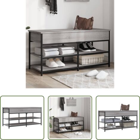 Banco de almacenamiento -  Banco zapatero madera de ingeniería gris Sonoma 100x42,5x50 cm
