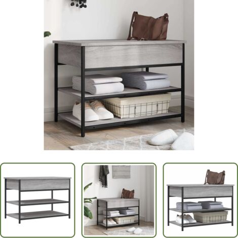 Banco de almacenamiento -  Banco zapatero madera de ingeniería gris Sonoma 70x42,5x50 cm
