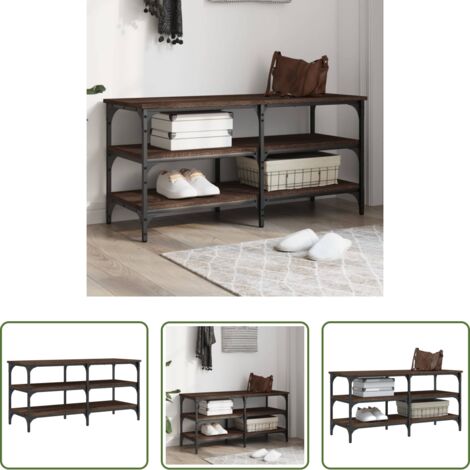 Banco de almacenamiento -  Banco zapatero madera de ingeniería marrón roble 100x38,5x49 cm