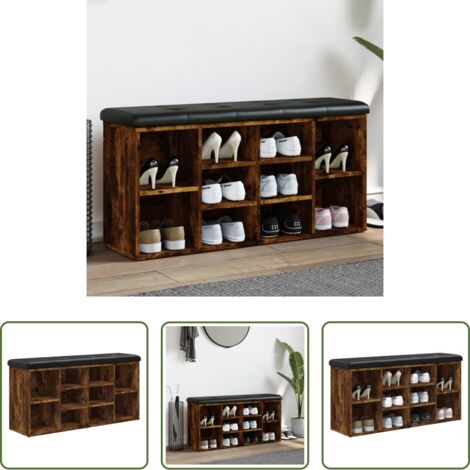 Banco de almacenamiento -  Banco zapatero madera de ingeniería roble ahumado 102x32x50 cm