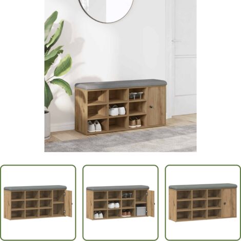 Banco de almacenamiento -  Banco zapatero madera de ingeniería roble artesanal 102x32x50cm