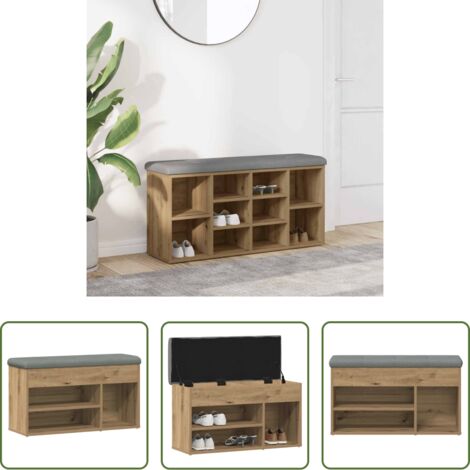 Banco de almacenamiento -  Banco zapatero madera de ingeniería roble artisan 82x32x45,5 cm
