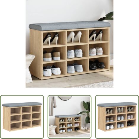 Banco de almacenamiento -  Banco zapatero roble Sonoma 82x32x50 cm madera de ingeniería