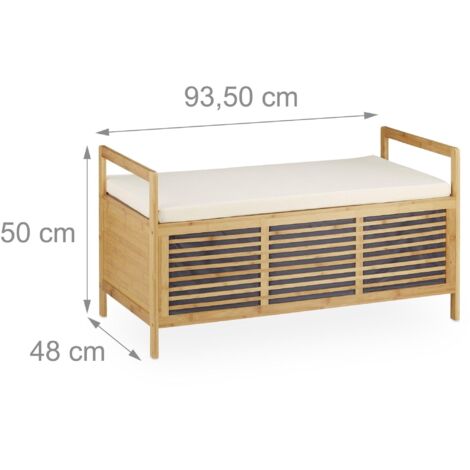 Banco de almacenamiento de madera de nogal, mueble de almacenamiento para zapatos con cojín 3013008