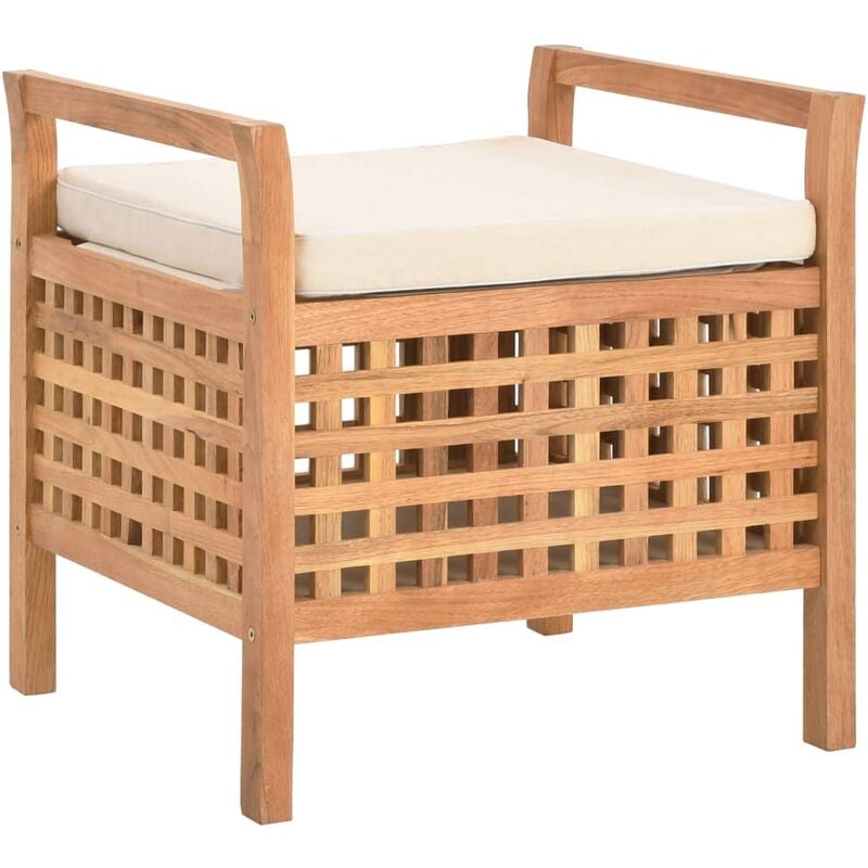 

Banco de almacenamiento de madera maciza de nogal 49x48x49 cm
