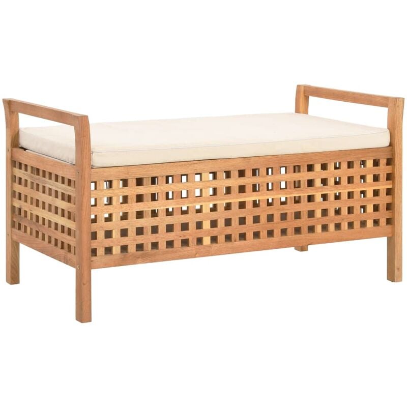 

Banco de almacenamiento de madera maciza de nogal 93x49x49 cm