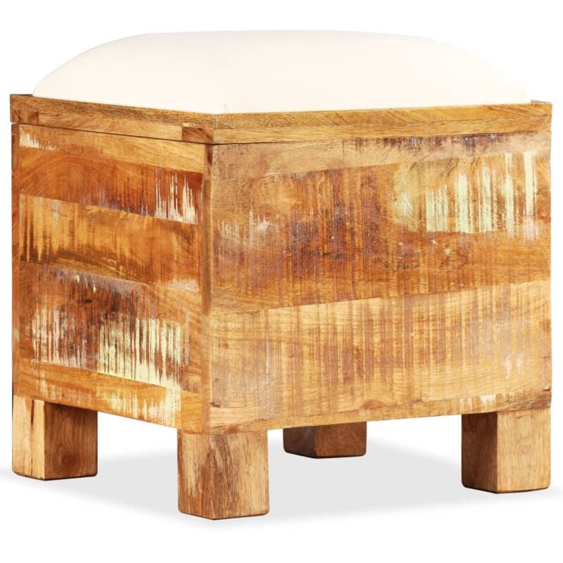 

vidaXL Banco de almacenamiento de madera reciclada maciza 40x40x45 cm - Marrón