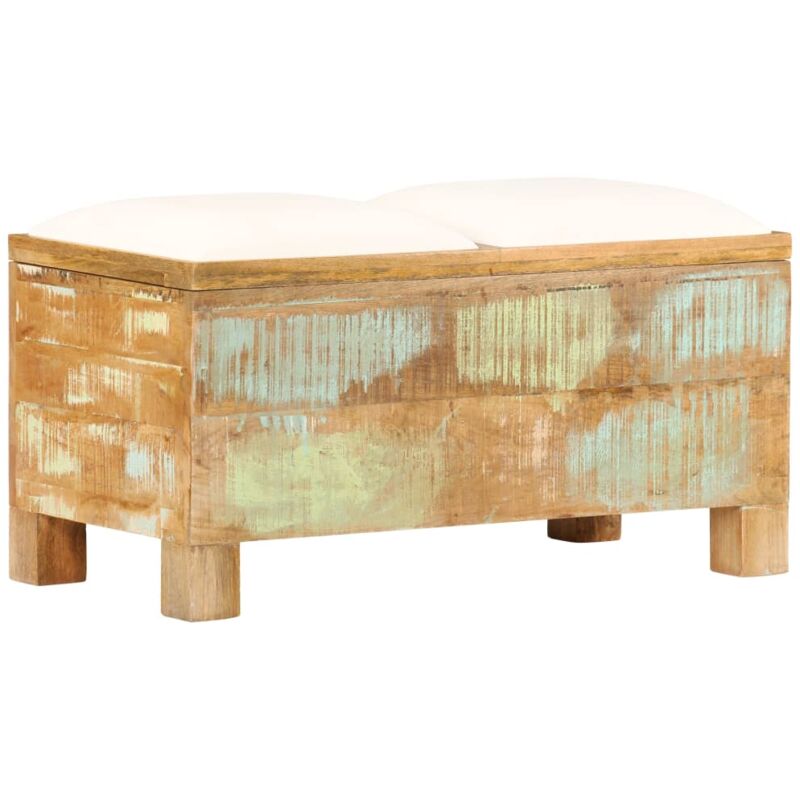 

vidaXL Banco de almacenamiento de madera reciclada maciza 80x40x40 cm - Marrón
