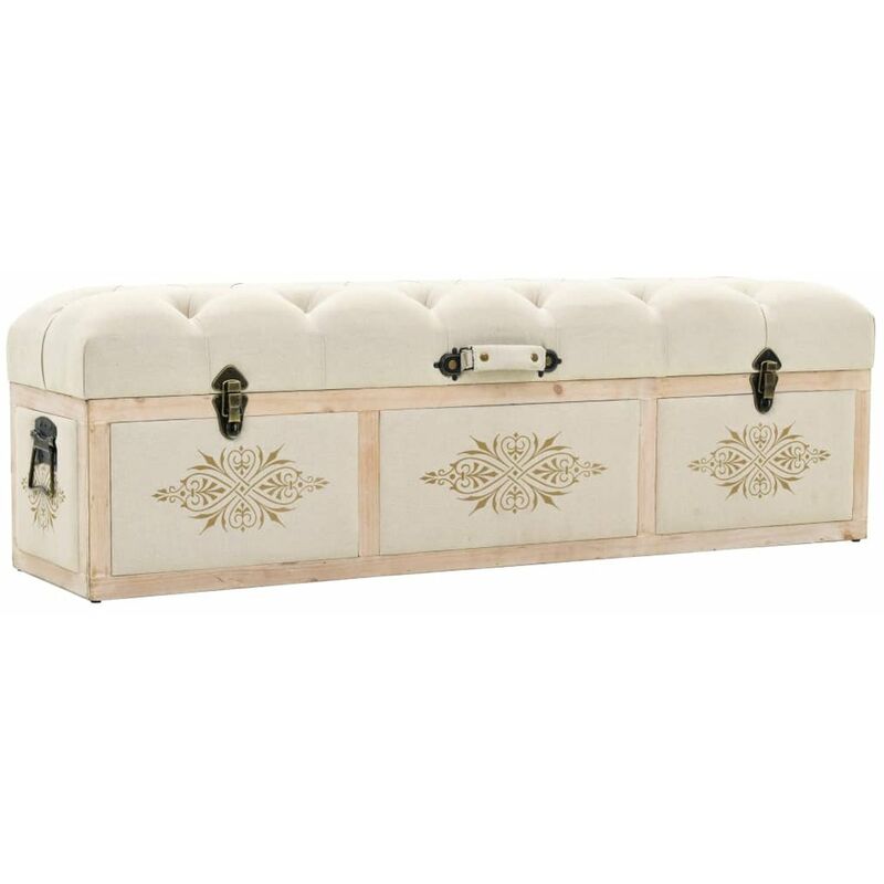 

Banco de almacenamiento madera maciza y tela 120x30x38 cm