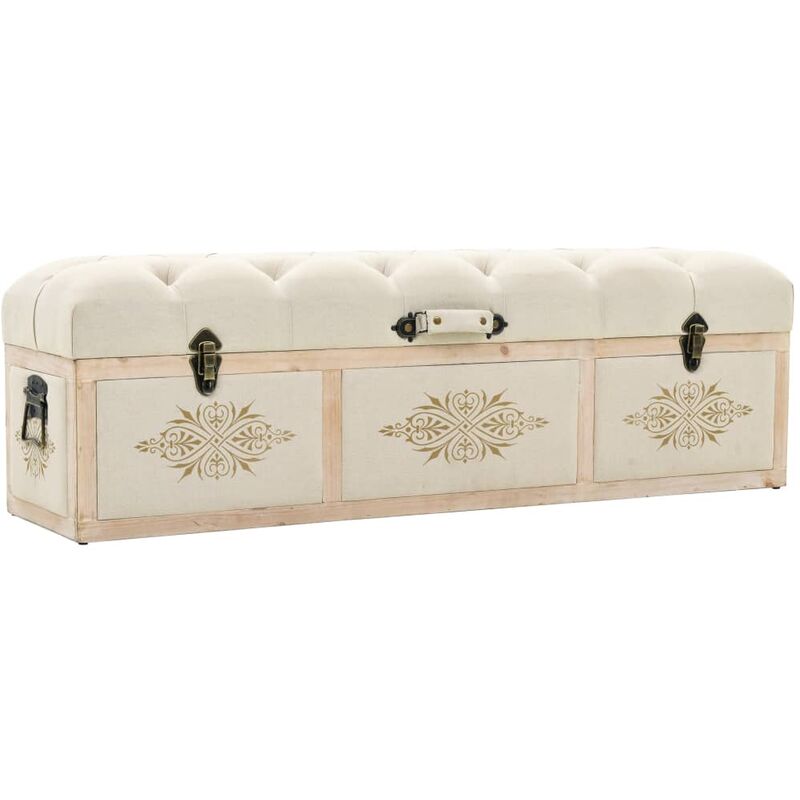 

Banco de almacenamiento madera maciza y tela 120x30x38 cm