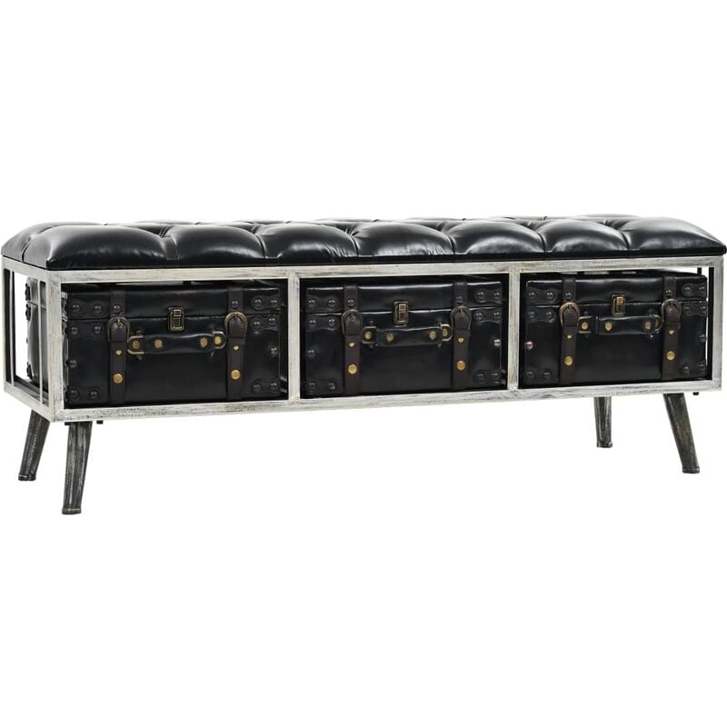 

Banco de almacenamiento MDF y cuero artificial 120x41x46,5 cm - Negro