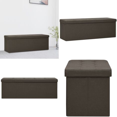 Banco de almacenamiento plegable lino sintético marrón oscuro - Banco plegable - Banco de pasillo