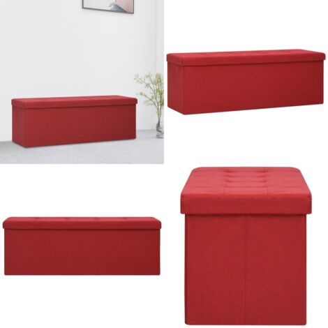 Banco de almacenamiento plegable lino sintético rojo vino tinto - Banco plegable - Banco de pasillo