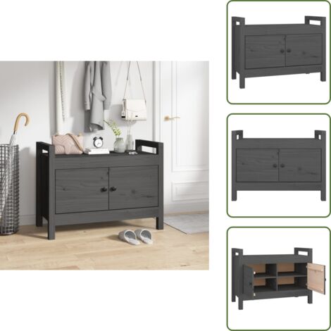 Banco de almacenamiento - vidaXL Banco de recibidor madera maciza de pino gris 80x40x60 cm - Banco de recibidor