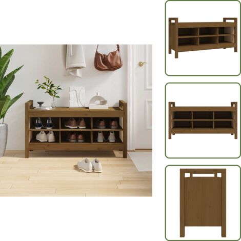 Banco de almacenamiento - vidaXL Banco de recibidor madera maciza pino marrón miel 110x40x60 cm - Muebles de madera maciza