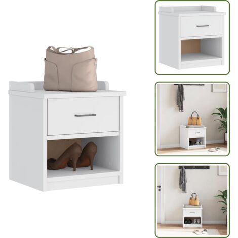 Banco de almacenamiento - vidaXL Banco de recibidor SANDNES madera maciza pino blanco 45x40x50cm - Banco de pasillo con estante